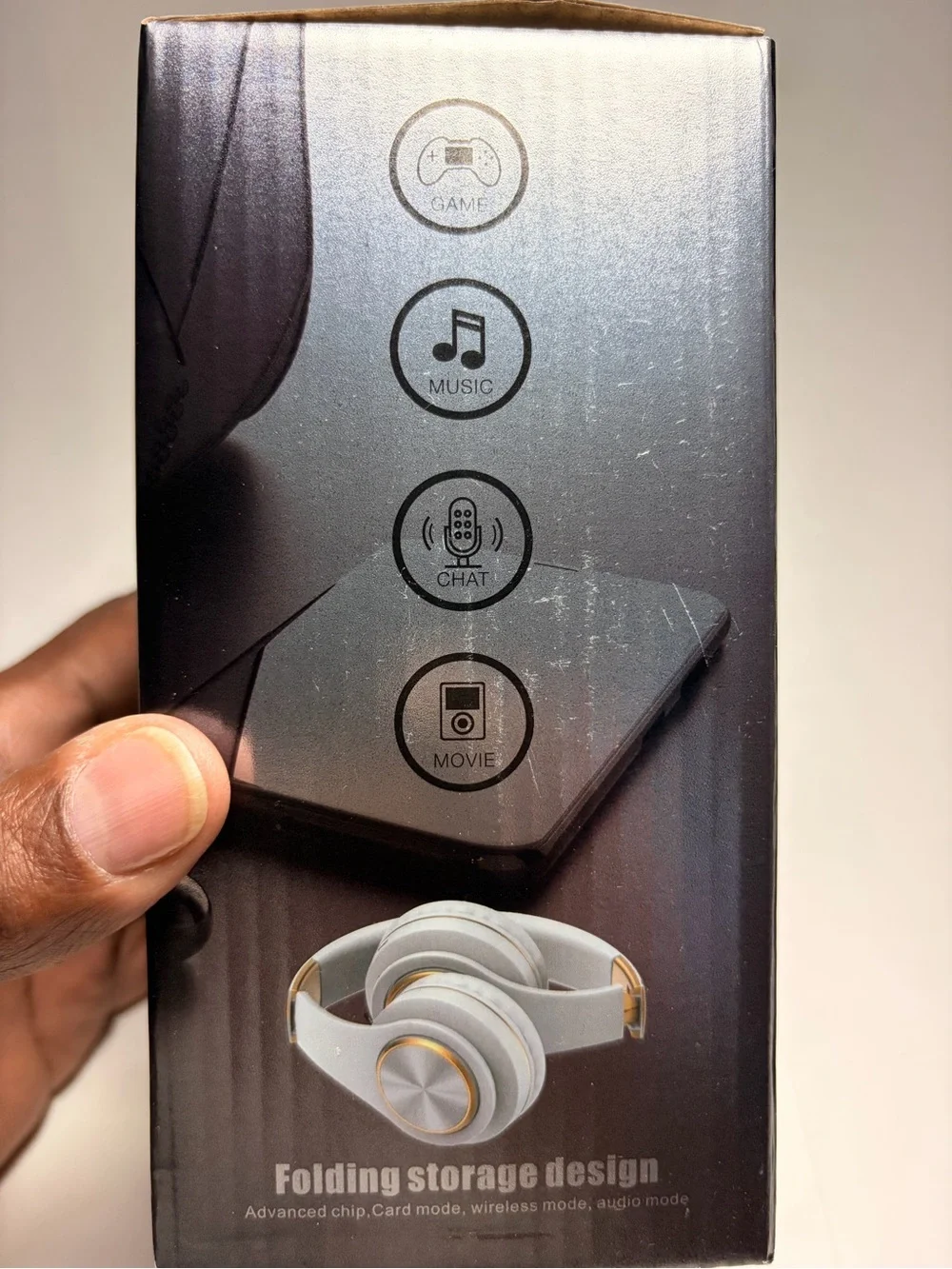 T8 Wireless Headphones in Light Gray with Gold Accents